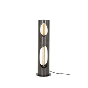 Vloerlamp Ø20 organic cylinder 2 lichts / Zwart nikkel (Magazijn sale)