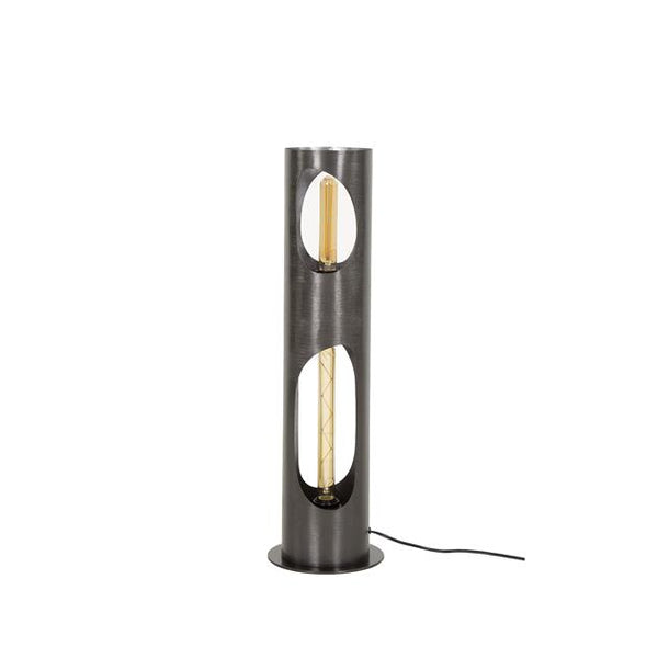 Vloerlamp Ø20 organic cylinder 2 lichts / Zwart nikkel (Magazijn sale)