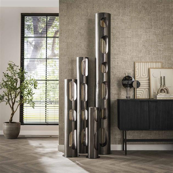 Vloerlamp  Ø25 organic cylinder L / Zwart nikkel (Magazijn sale)