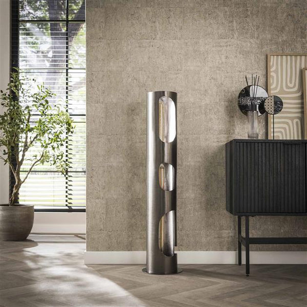 Vloerlamp  Ø25 organic cylinder L / Zwart nikkel (Magazijn sale)