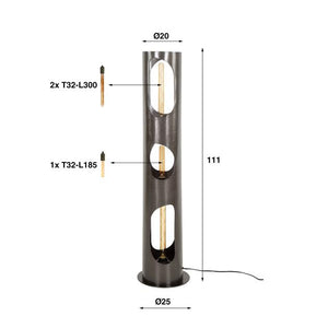 Vloerlamp  Ø25 organic cylinder L / Zwart nikkel (Magazijn sale)