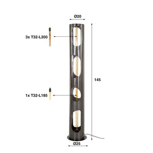 Vloerlamp  Ø25 organic cylinder XL / Zwart nikkel (Magazijn sale)