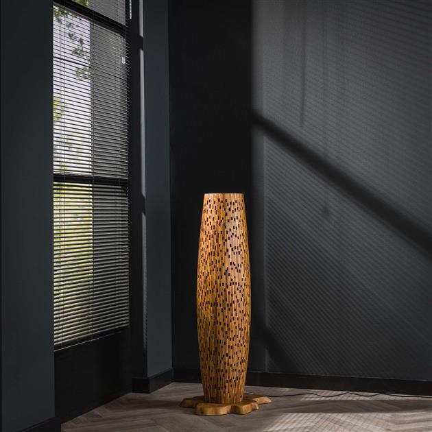 Vloerlamp S bars / Massief gerecycled teakhout
