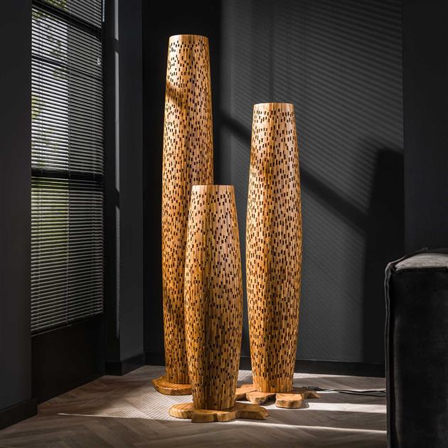 Vloerlamp M bars / Massief gerecycled teakhout