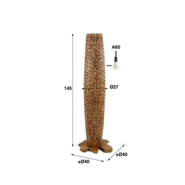 Vloerlamp M bars / Massief gerecycled teakhout