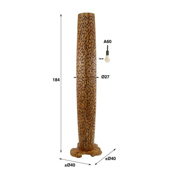 Vloerlamp L bars / Massief gerecycled teakhout