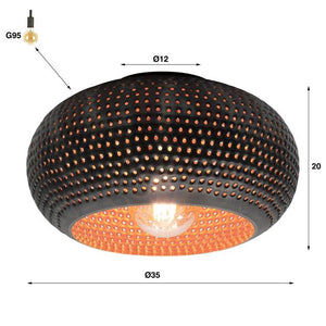 Plafondlamp Ø35 disk punch / Zwart bruin
