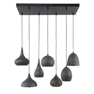 Hanglamp 4+3 punch mix / Zwart bruin