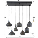 Hanglamp 4+3 punch mix / Zwart bruin
