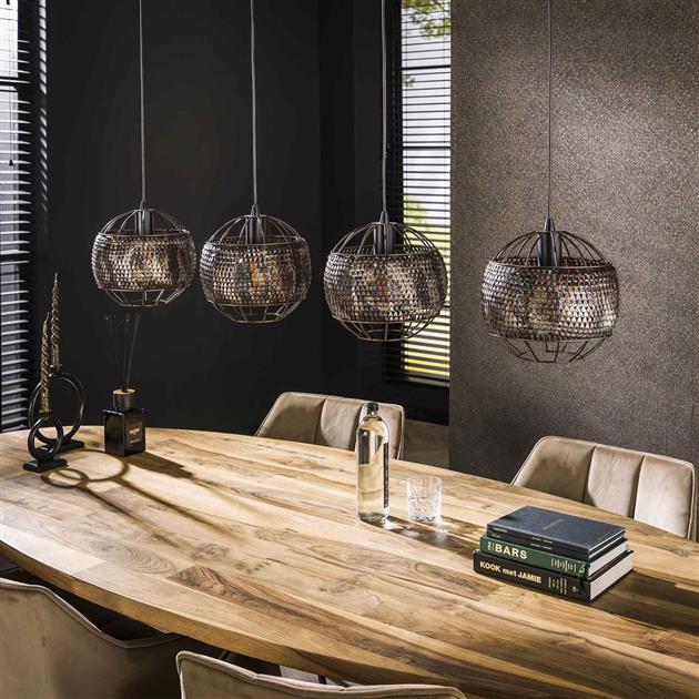 Hanglamp 4L Ø25 armor open / Zwart bruin