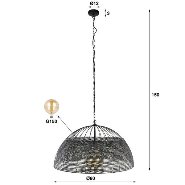 Hanglamp Ø80 armor / Zwart bruin