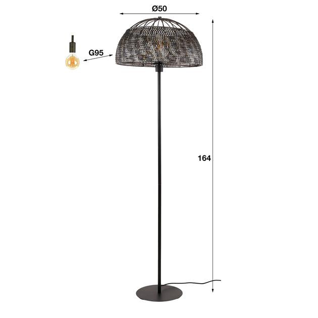 Vloerlamp Ø50 armor open / Zwart bruin (Magazijn sale)