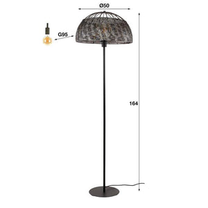 Vloerlamp Ø50 armor open / Zwart bruin (Magazijn sale)