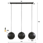 Hanglamp 3x Ø30 zip / Artic zwart (Magazijn sale)