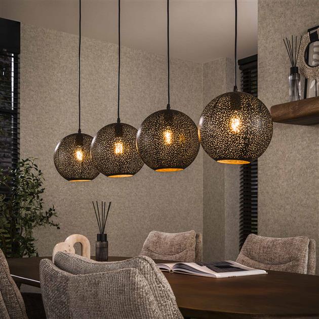 Hanglamp 4x Ø25 zip / Artic zwart