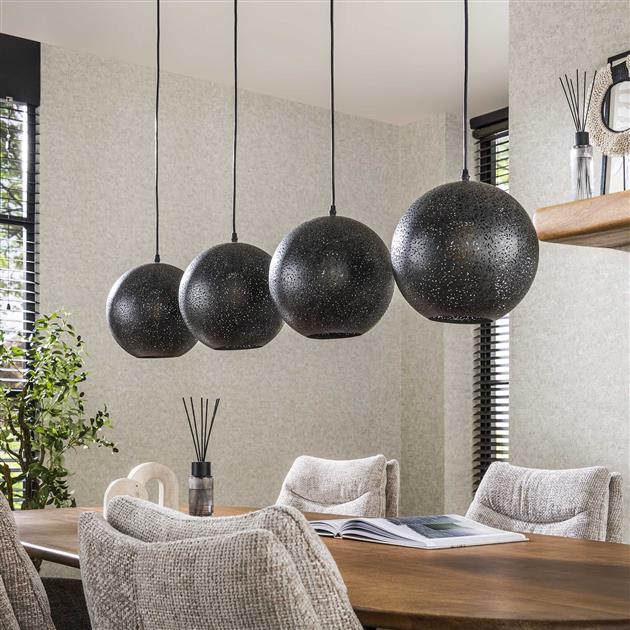 Hanglamp 4x Ø25 zip / Artic zwart (Magazijn sale)