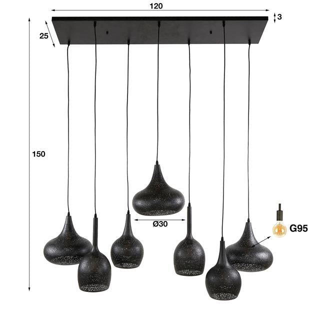 Hanglamp 4+3 zip / Artic zwart