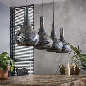 Hanglamp 4L punch kegel / Zwart bruin