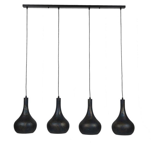 Hanglamp 4L punch kegel / Zwart bruin