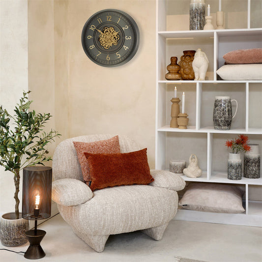 Ronde radar Wandklok Countryfield "Celestial'' antraciet Ø 53 cm