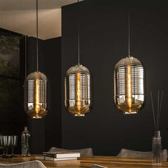Hanglamp 3L tub chromed glass / Artic zwart (Magazijn sale)