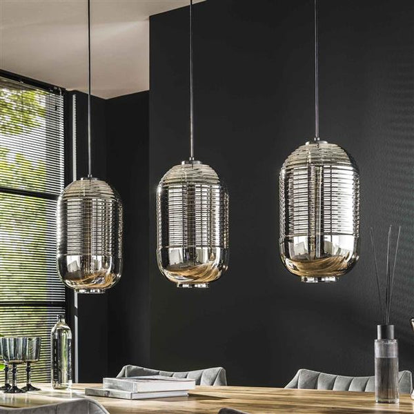 Hanglamp 3L tub chromed glass / Artic zwart (Magazijn sale)