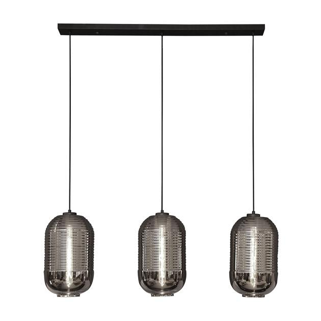 Hanglamp 3L tub chromed glass / Artic zwart (Magazijn sale)