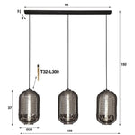 Hanglamp 3L tub chromed glass / Artic zwart (Magazijn sale)