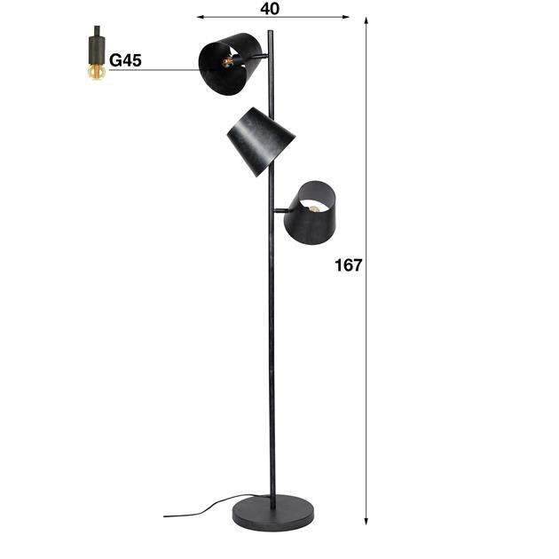 Vloerlamp 3x Ø18 Kinetic / Charcoal