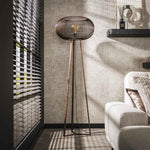 Vloerlamp 3-poot copper twist / Zwart nikkel