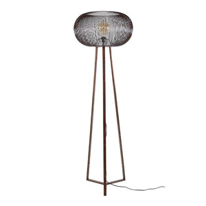 Vloerlamp 3-poot copper twist / Zwart nikkel