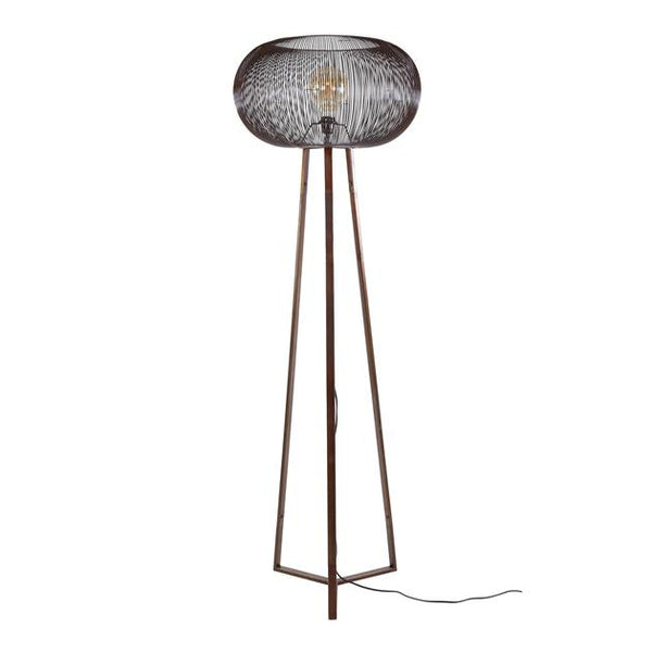 Vloerlamp 3-poot copper twist / Zwart nikkel