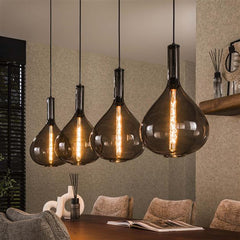 Hanglamp 4L drop smoke glass / Artic zwart