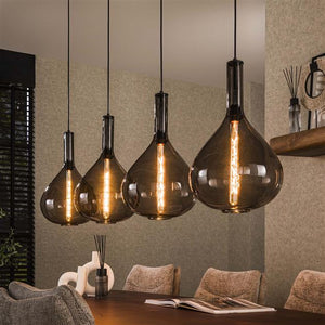 Hanglamp 4L drop smoke glass / Artic zwart