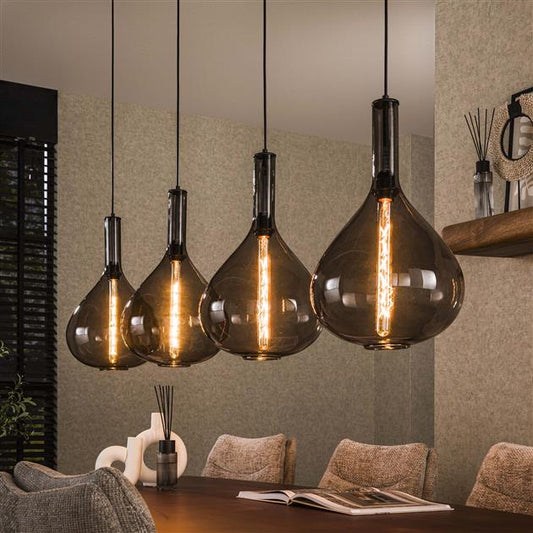 Hanglamp 4L drop smoke glass / Artic zwart