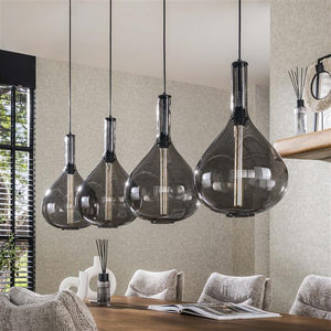 Hanglamp 4L drop smoke glass / Artic zwart