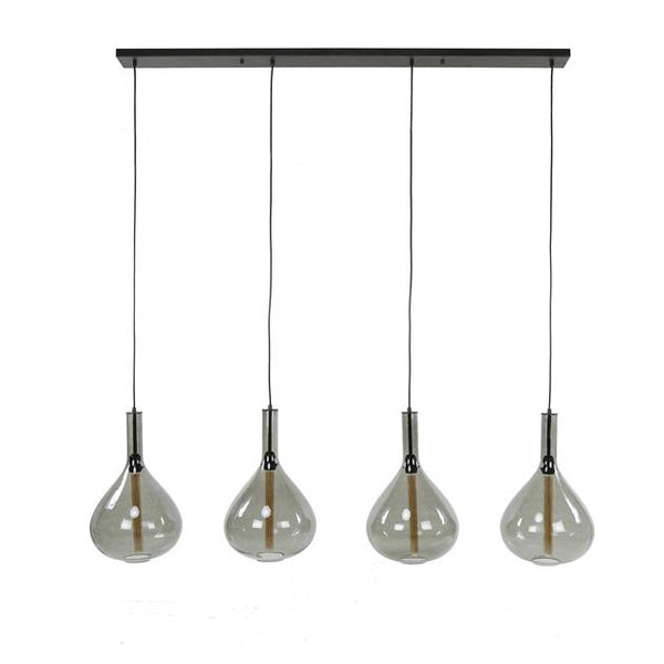 Hanglamp 4L drop smoke glass / Artic zwart