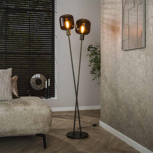 Vloerlamp 2 lichts Bronza / Sienna brown