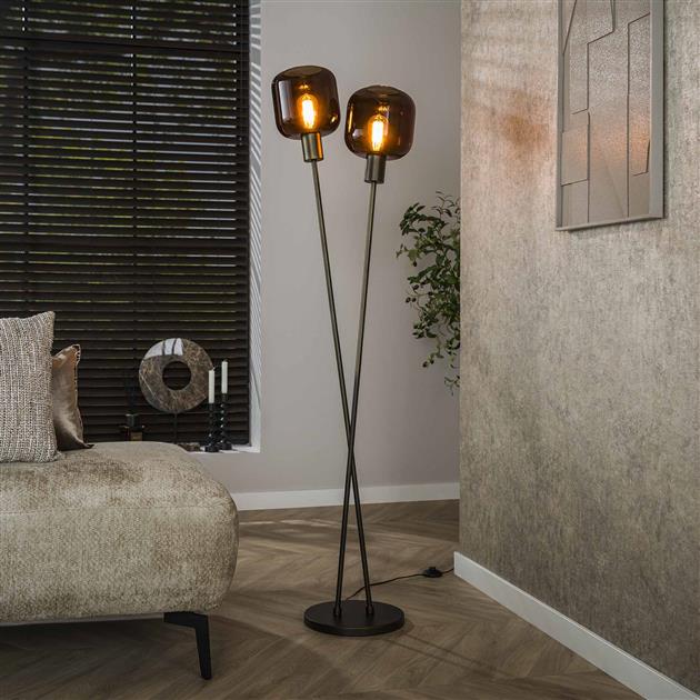 Vloerlamp 2 lichts Bronza / Sienna brown