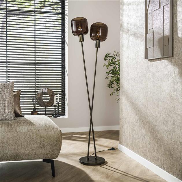 Vloerlamp 2 lichts Bronza / Sienna brown