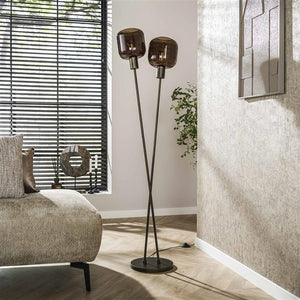Vloerlamp 2 lichts Bronza / Sienna brown