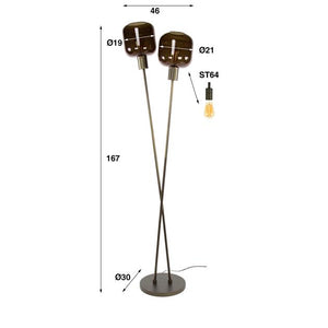 Vloerlamp 2 lichts Bronza / Sienna brown