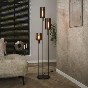 Vloerlamp 3 lichts getrapt Sepiora glas / Sienna brown