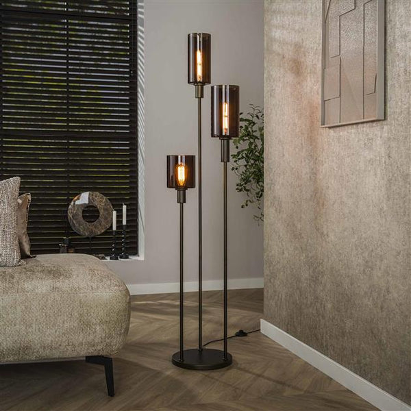 Vloerlamp 3 lichts getrapt Sepiora glas / Sienna brown