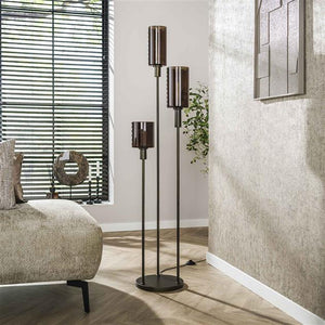 Vloerlamp 3 lichts getrapt Sepiora glas / Sienna brown