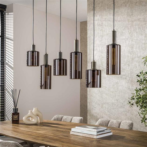 Hanglamp 6 lichts Sepiora glas / Sienna brown