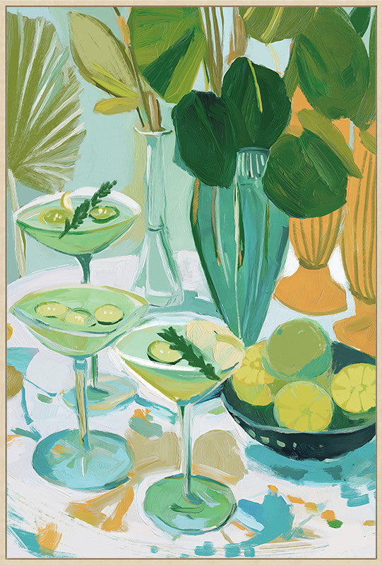 Canvas schilderij Handgeschilderd met lijst  'Borrel 1 '60x90 cm