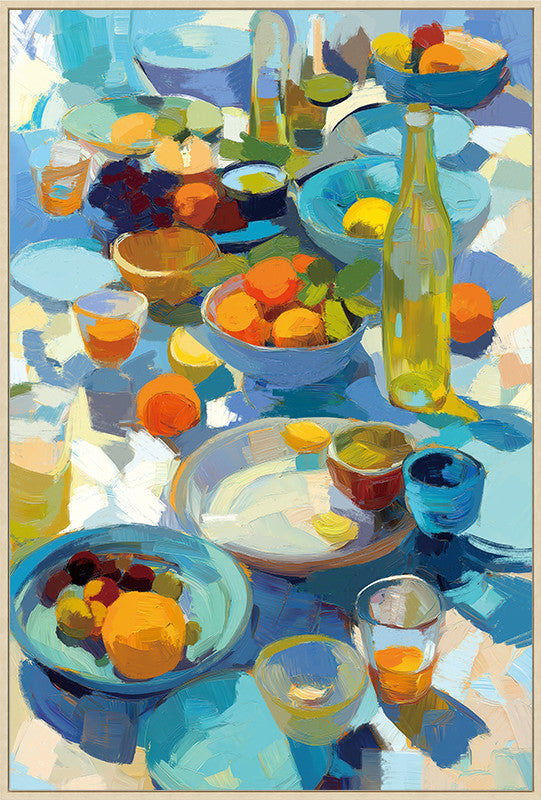 Canvas schilderij Handgeschilderd met lijst  'Borrel 2 '60x90 cm