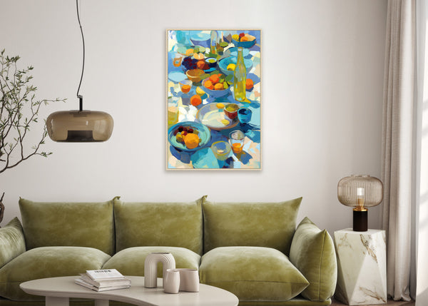 Canvas schilderij Handgeschilderd met lijst  'Borrel 2 '60x90 cm