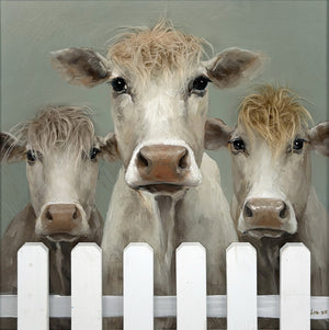 Aaibaar Olieverfschilderij met imitatiebond koeien 80x80 cm
